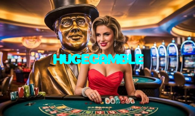 HUGEGAMBLE casino presented on mobile device in Pakistan with slots and live games